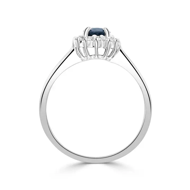 9ct White Gold 7x5 0.10ct Diamond & Oval Sapphire Claw Set Cluster Ring sold by C.W. Sellors product image thumbnail 2