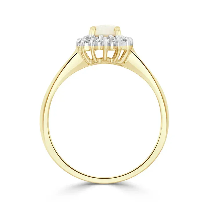 9ct Yellow Gold 7x5 Diamond & 0.40ct Opal Oval Claw Cluster Ring sold by C.W. Sellors product image thumbnail 2