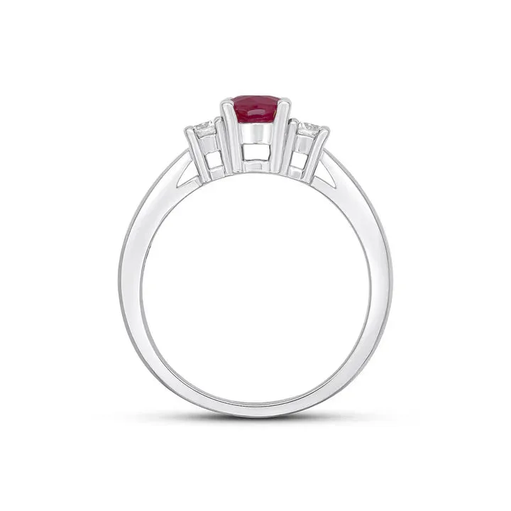 9ct White Gold 7x5 0.14ct Diamond & Oval Ruby Claw Set 3st Ring sold by C.W. Sellors product image thumbnail 2