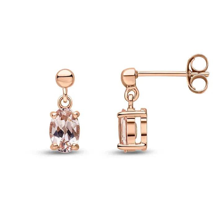 9ct Rose Gold 6x4 Oval Morganite Claw Set Drop Earrings sold by C.W. Sellors product image thumbnail 2