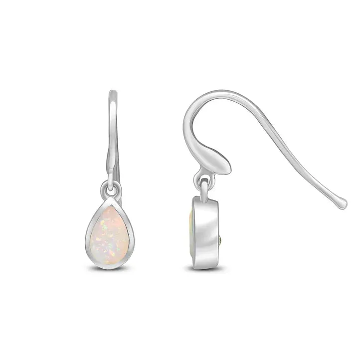 9ct White Gold Opal Pearshaped Rubover Drop Earrings sold by C.W. Sellors product image thumbnail 2
