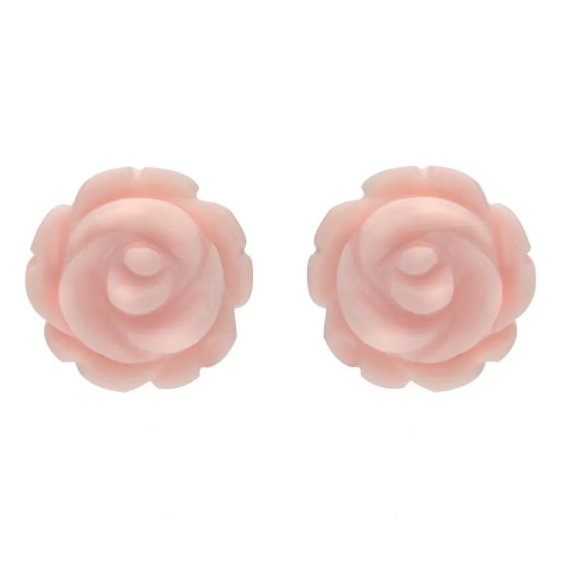 Sterling Silver Pink Conch Tuberose 10mm Rose Stud Earrings sold by C.W. Sellors