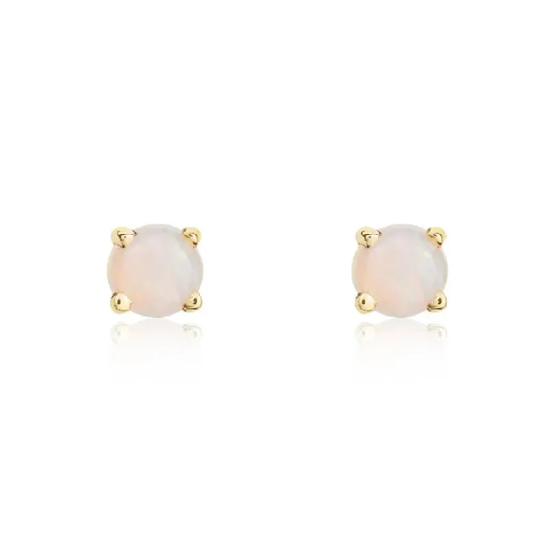 9ct Yellow Gold 3mm Opal Round 4 Claw Stud Earrings sold by C.W. Sellors