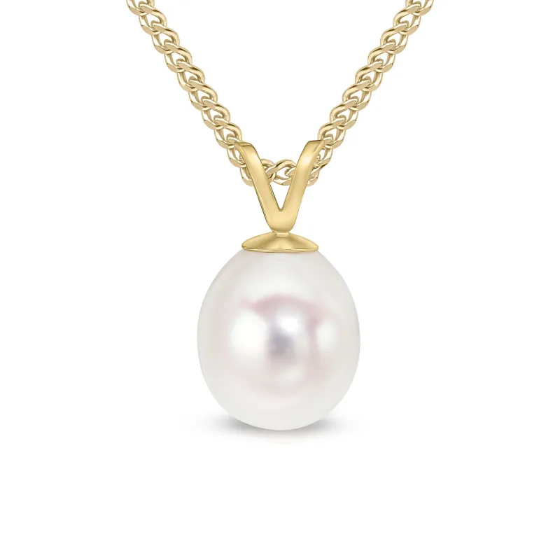 9ct Yellow Gold 8mm Freshwater Pearl Drop Pendant & Chain sold by C.W. Sellors