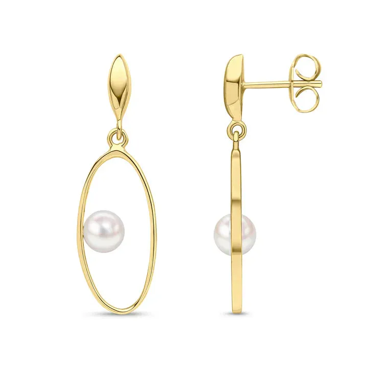 9ct Yellow Gold 5mm Freshwater Pearl Oval Drop Earrings sold by C.W. Sellors product image thumbnail 2