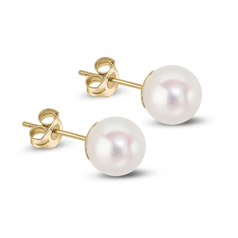 9ct Yellow Gold 7-7.5mm Akoya Pearl Stud Earrings sold by C.W. Sellors