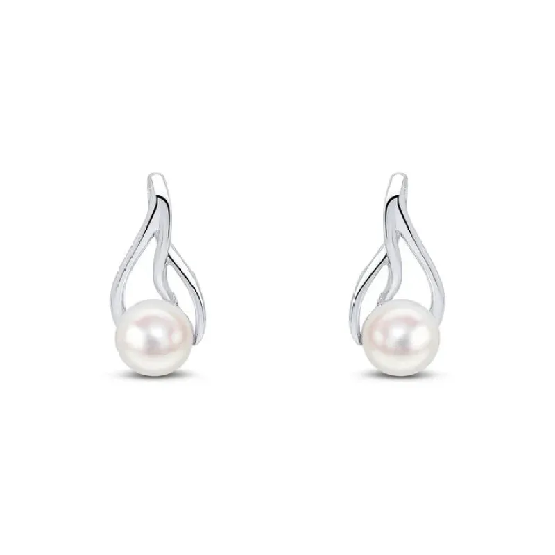 9ct White Gold Cultured Freshwater 5mm Pearl Teardrop Stud Earrings sold by C.W. Sellors
