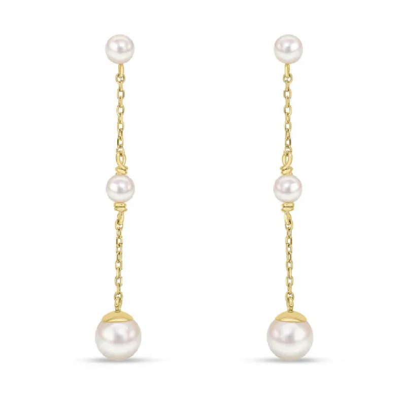 9ct Yellow Gold Cultured Freshwater Pearls Chain Drop Earring sold by C.W. Sellors