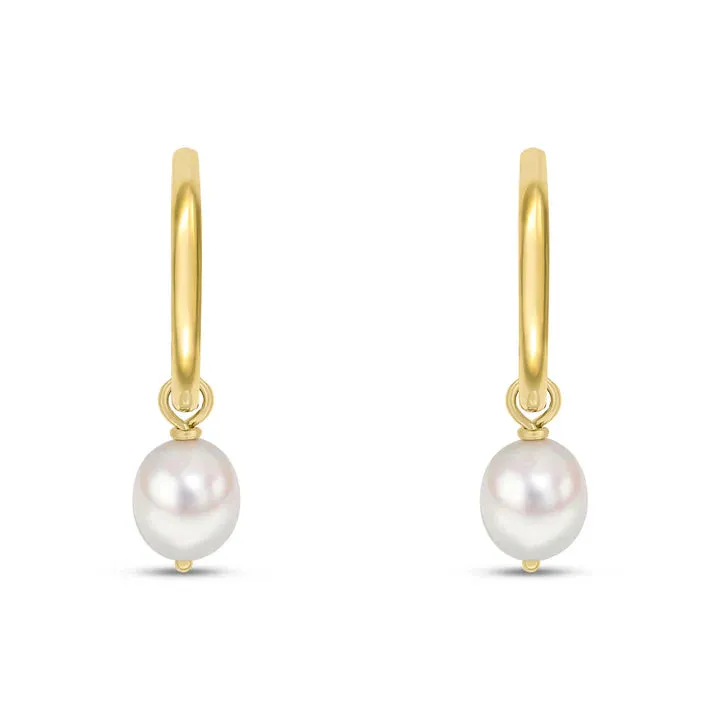 9ct Yellow Gold Polished Half Hoop Earrings With Freshwater Pearl Detachable Drop sold by C.W. Sellors