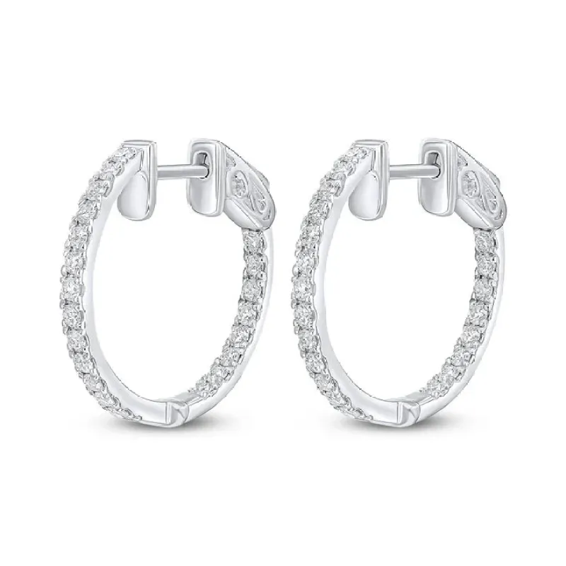 18ct White Gold 0.50ct Round Diamond Claw Set Full Hoop Earrings sold by C.W. Sellors