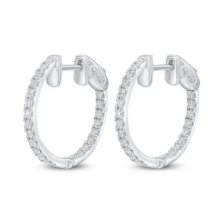 18ct White Gold 0.50ct Round Diamond Claw Set Full Hoop Earrings sold by C.W. Sellors