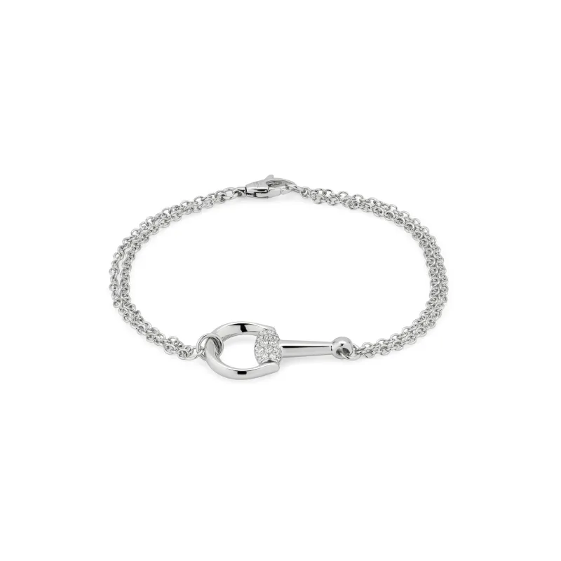Gucci Horsebit 18ct White Gold 0.2ct Diamond Bracelet sold by C.W. Sellors
