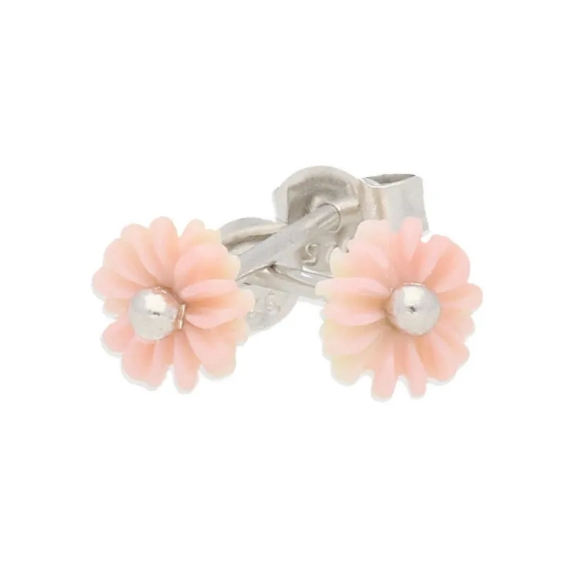 Sterling Silver Pink Conch Tuberose 6mm Daisy Stud Earrings sold by C.W. Sellors
