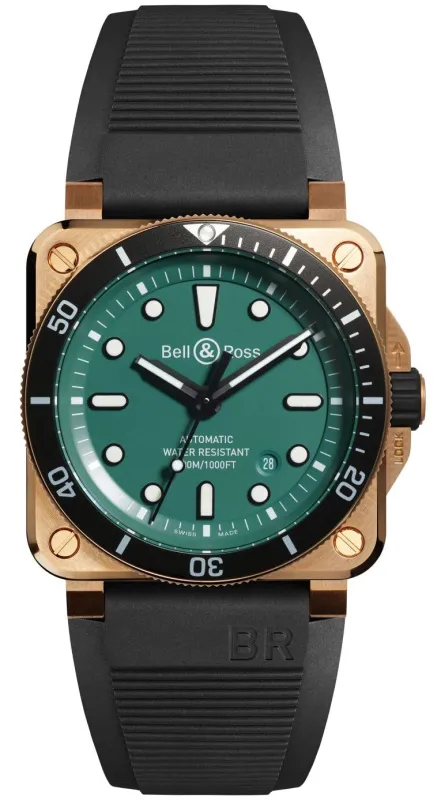 Bell & Ross Ex-Display BR 03 Diver Black Green Bronze Limited Edition Watch sold by C.W. Sellors