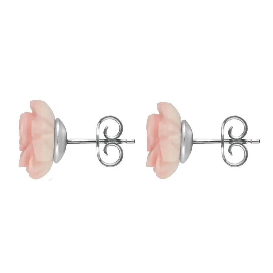Sterling Silver Pink Conch Tuberose 8mm Rose Stud Earrings sold by C.W. Sellors product image thumbnail 2