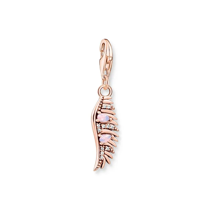 Thomas Sabo Charm Club Rose Gold Plated Sterling Silver Phoenix Feather Pink Stones Charm D sold by C.W. Sellors