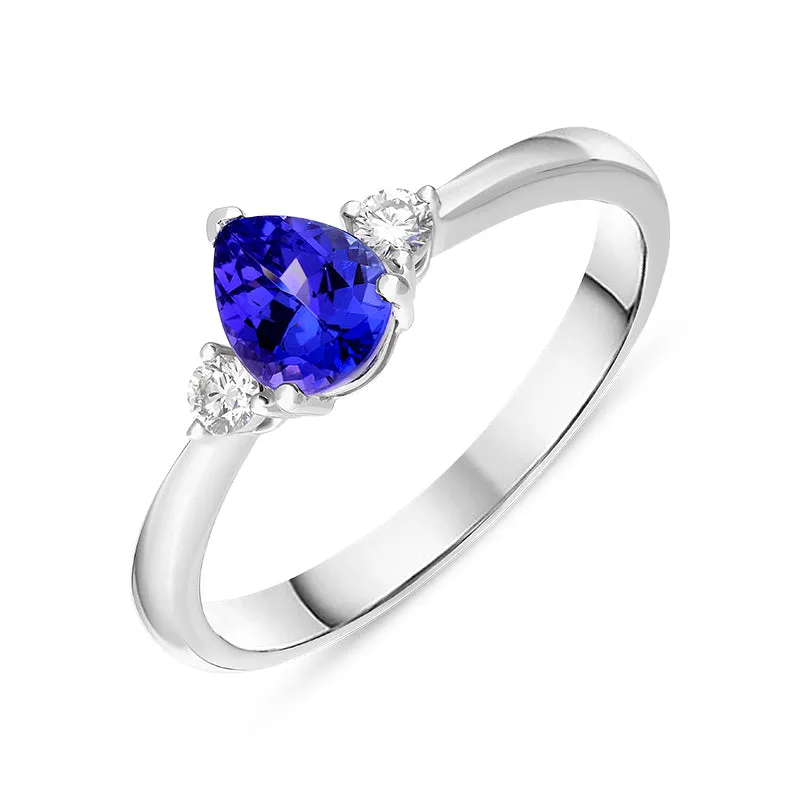 18ct White Gold 0.64ct Tanzanite and Diamond Pear Cut Ring sold by C.W. Sellors