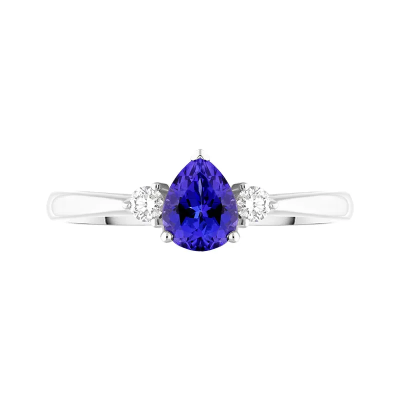 18ct White Gold 0.64ct Tanzanite and Diamond Pear Cut Ring sold by C.W. Sellors product image thumbnail 2