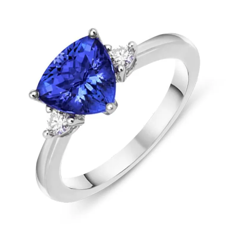18ct White Gold 1.43ct Tanzanite Diamond Trillion Cut Ring D made by C.W. Sellors
