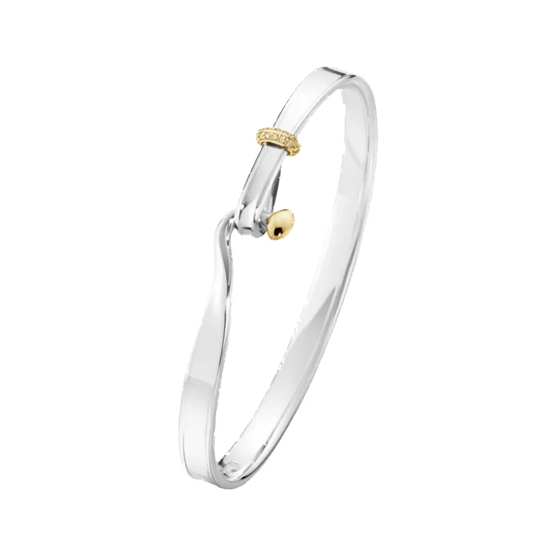 Georg Jensen Torun Sterling Silver 18ct Yellow Gold Champagne Diamond Bangle made by Georg Jensen