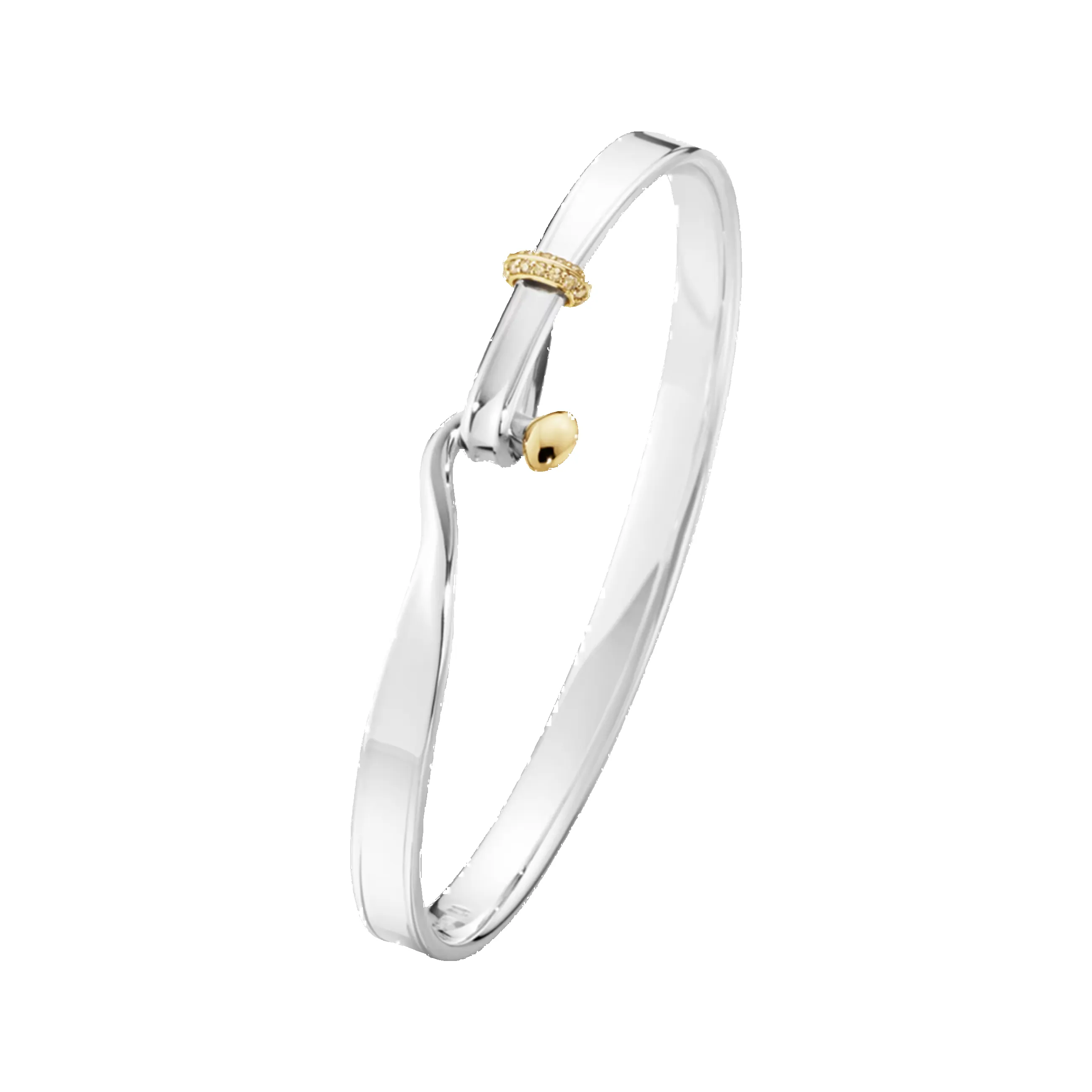 Georg Jensen Torun Sterling Silver 18ct Yellow Gold Champagne Diamond Bangle sold by C.W. Sellors