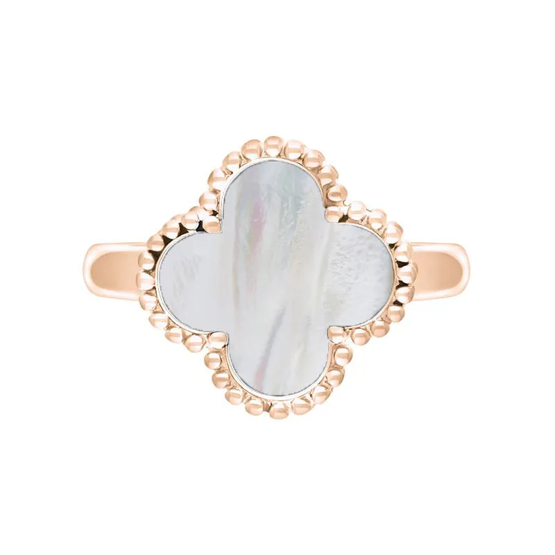 9ct Rose Gold White Mother of Pearl Bloom Four Leaf Clover Ball Edge Ring sold by C.W. Sellors product image thumbnail 2