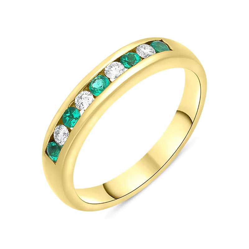 18ct Yellow Gold Emerald Diamond Half Eternity Ring sold by C.W. Sellors