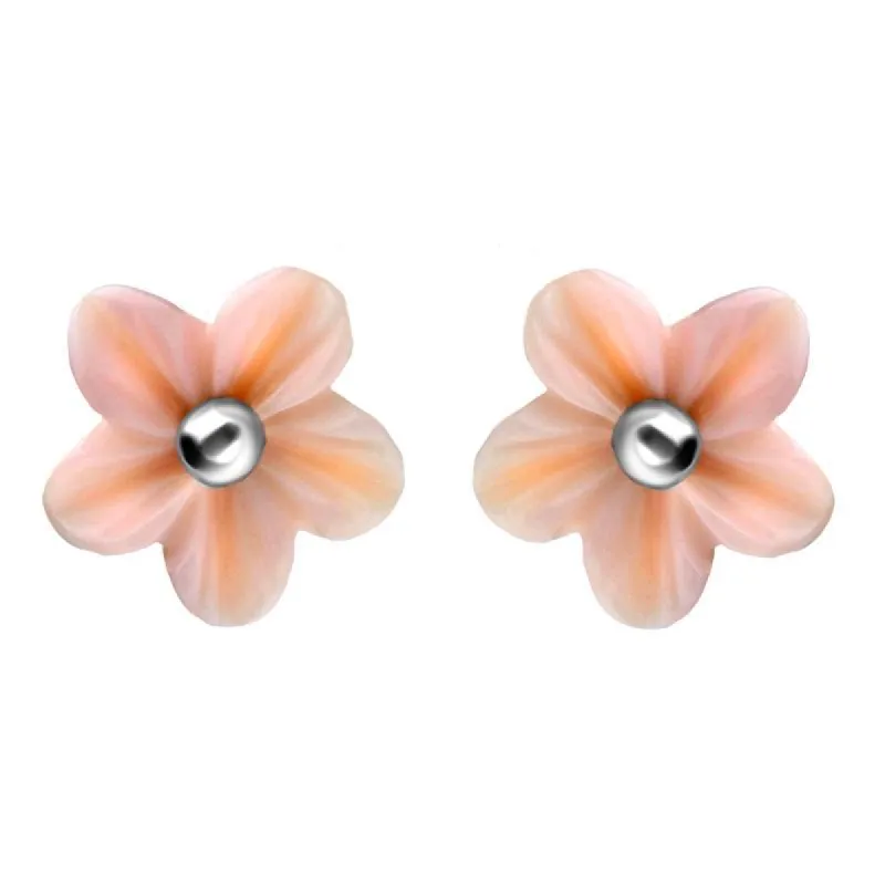 Sterling Silver Pink Conch Tuberose 8mm Desert Rose Stud Earrings sold by C.W. Sellors