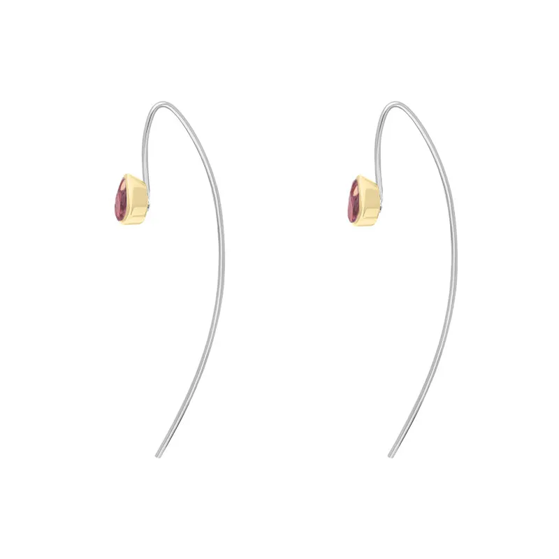 9ct Yellow Gold Sterling Silver Garnet Stepping Stones 5x7mm Pear Drop Hook Earrings sold by C.W. Sellors product image thumbnail 3