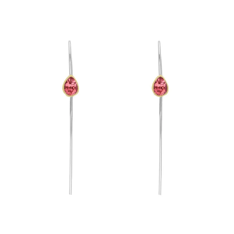 9ct Yellow Gold Sterling Silver Garnet Stepping Stones 5x7mm Pear Drop Hook Earrings sold by C.W. Sellors