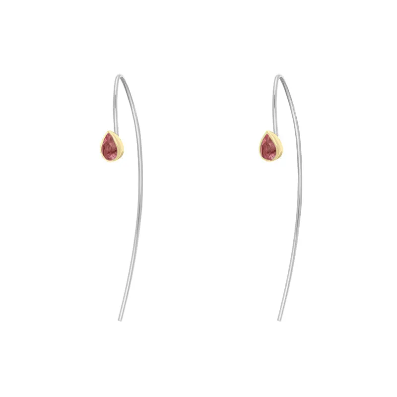 9ct Yellow Gold Sterling Silver Garnet Stepping Stones 5x7mm Pear Drop Hook Earrings sold by C.W. Sellors product image thumbnail 2