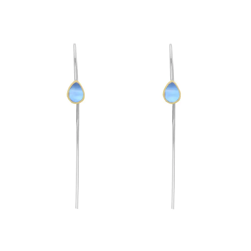9ct Yellow Gold Sterling Silver Moonstone Stepping Stones 5x7mm Pear Drop Hook Earrings sold by C.W. Sellors
