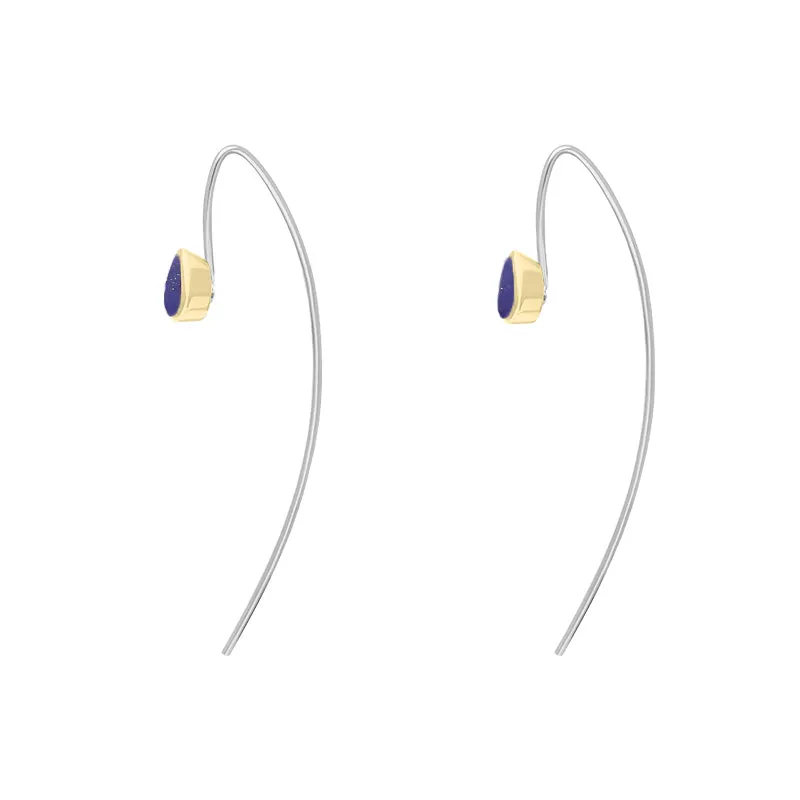 9ct Yellow Gold Sterling Silver Lapis Lazuli Stepping Stones 5x7mm Pear Drop Hook Earrings sold by C.W. Sellors product image thumbnail 3