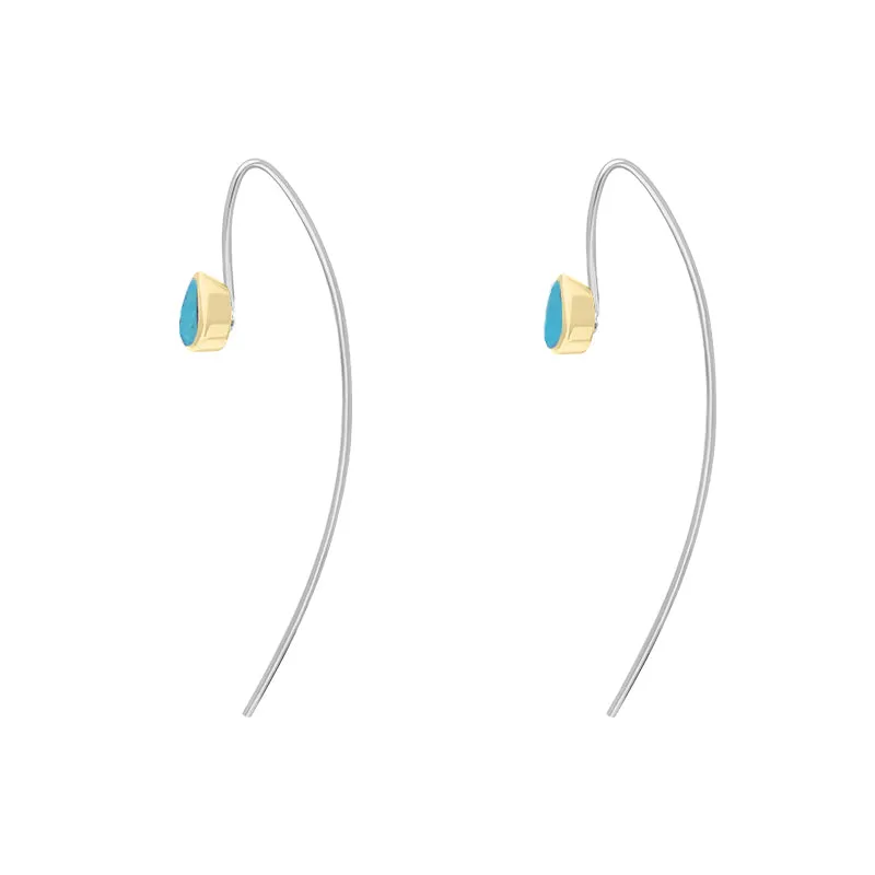 9ct Yellow Gold Sterling Silver Turquoise Stepping Stones 5x7mm Pear Drop Hook Earrings sold by C.W. Sellors product image thumbnail 3