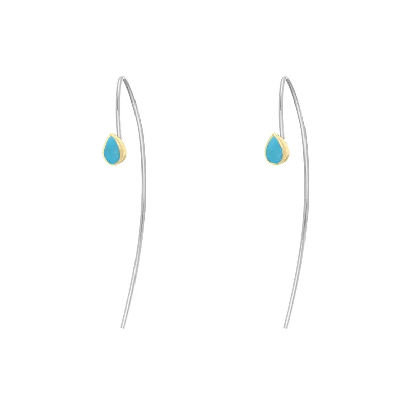 9ct Yellow Gold Sterling Silver Turquoise Stepping Stones 5x7mm Pear Drop Hook Earrings sold by C.W. Sellors product image thumbnail 2
