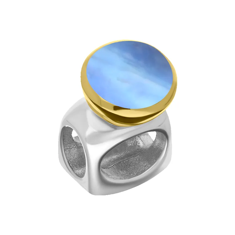 9ct Yellow Gold Sterling Silver Moonstone Stepping Stones 5mm Round Charm sold by C.W. Sellors