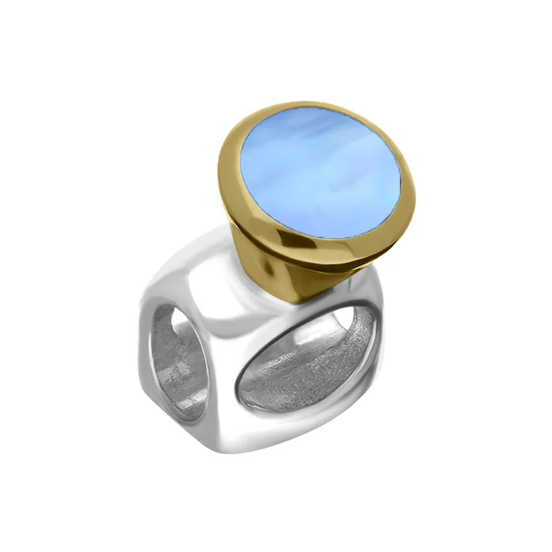 9ct Yellow Gold Sterling Silver Moonstone Stepping Stones 5mm Round Charm sold by C.W. Sellors