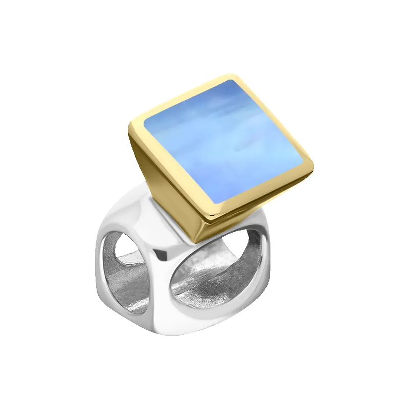 9ct Yellow Gold Sterling Silver Moonstone Stepping Stones 5mm Square Charm sold by C.W. Sellors