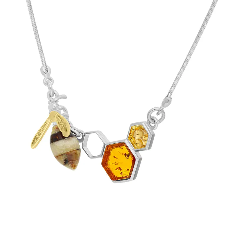 Sterling Silver Gold Plated Amber Bee Honeycomb Necklace sold by C.W. Sellors product image thumbnail 2