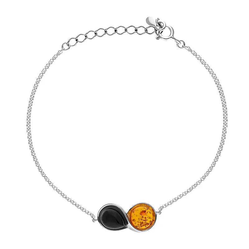 Sterling Silver Amber Whitby Jet Bracelet sold by C.W. Sellors
