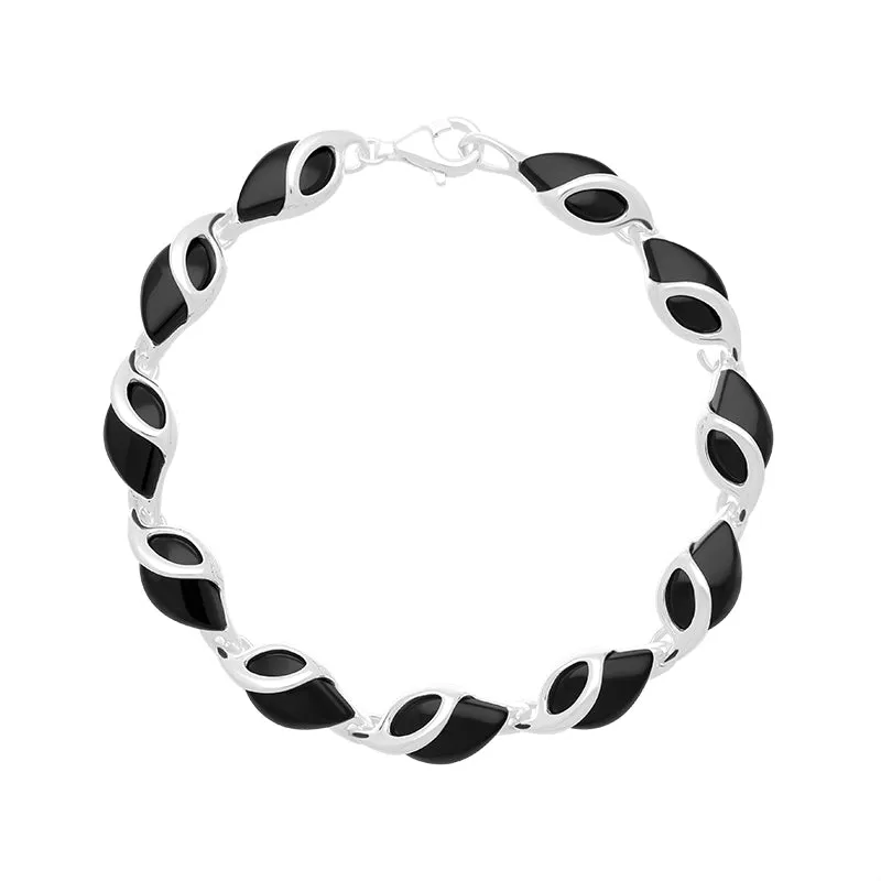 Sterling Silver Whitby Jet Open Top Leaf Bracelet sold by C.W. Sellors product image thumbnail 2