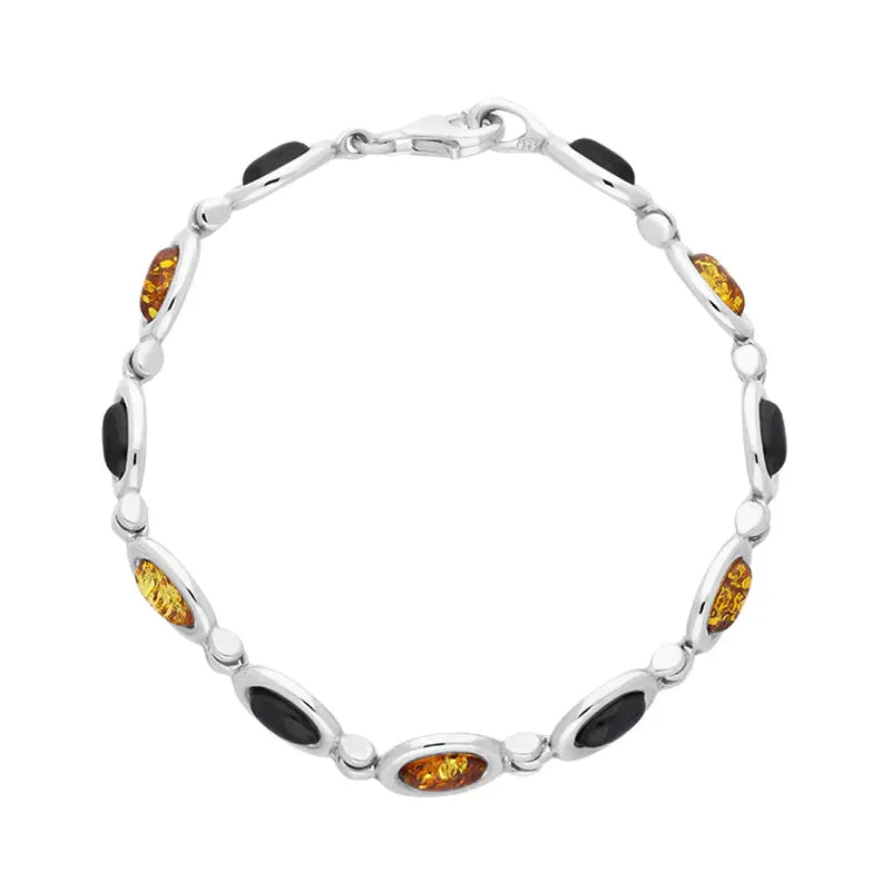 Sterling Silver Amber Whitby Jet Framed Oval Bracelet sold by C.W. Sellors product image thumbnail 2