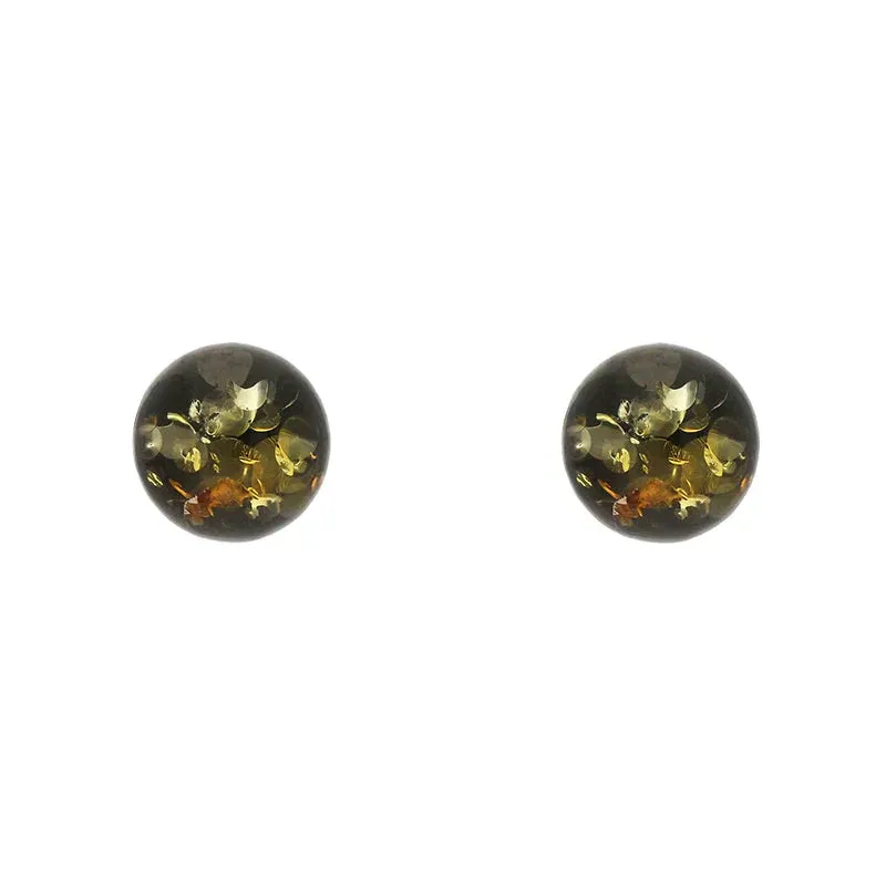 Sterling Silver Amber 6mm Domed Stud Earrings sold by C.W. Sellors