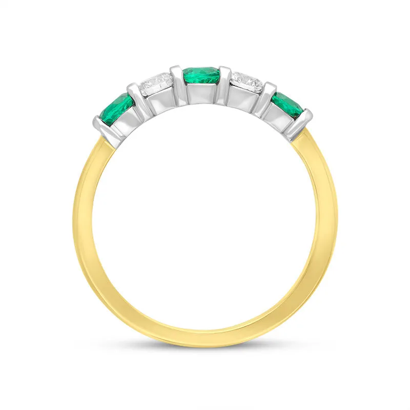 18ct Yellow Gold Emerald Diamond Half Eternity Ring sold by C.W. Sellors product image thumbnail 3