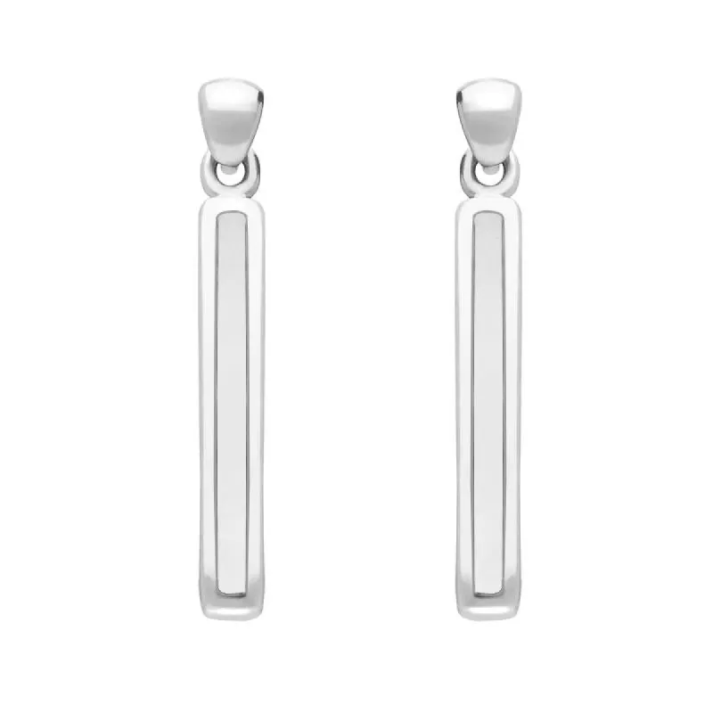 Sterling Silver Bauxite Short Slim Drop Earrings sold by C.W. Sellors