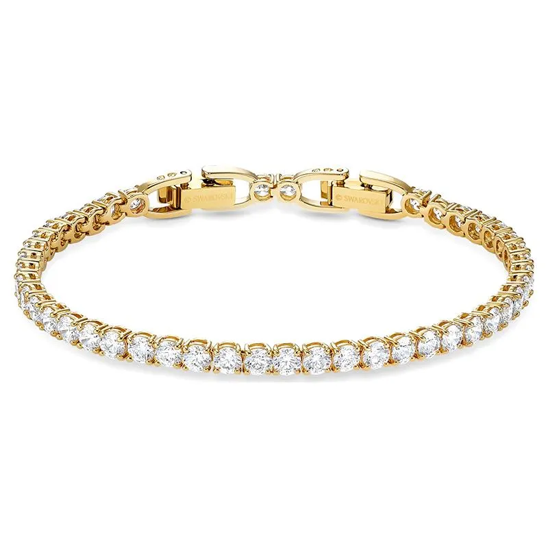 Swarovski Tennis Deluxe Yellow Gold Plated Bracelet D sold by C.W. Sellors