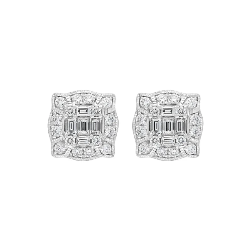 18ct White Gold 0.58ct Diamond Cluster Stud Earrings sold by C.W. Sellors
