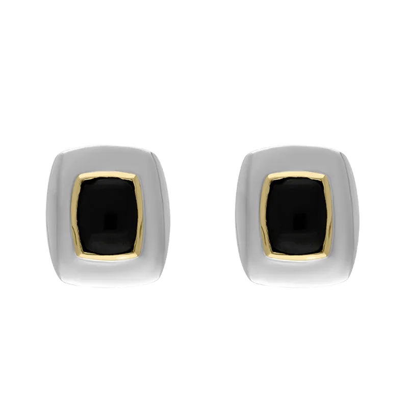 Sterling Silver Whitby Jet Oblong Stud Earrings D sold by C.W. Sellors
