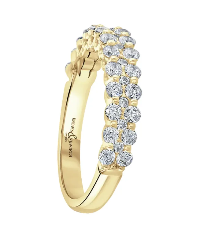 18ct Yellow Gold 0.97ct Diamond Three Row Half Eternity Ring made by C.W. Sellors