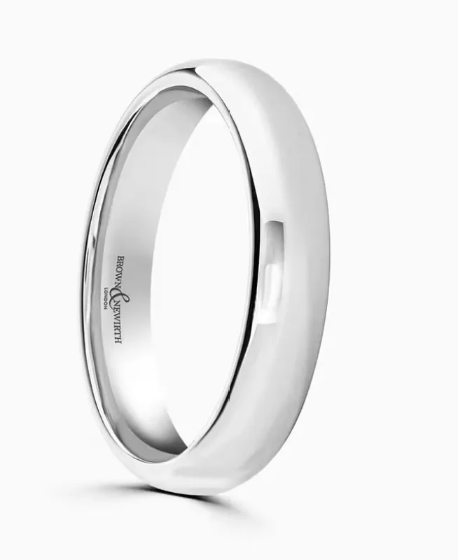 9ct White Gold 4mm Plain Band Wedding Ring made by C.W. Sellors